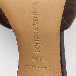 Pre Owned Bottega Veneta Brown Quilted Padded Leather Slide Sandals Size 38.5