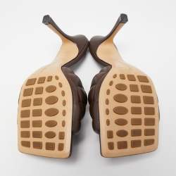 Pre Owned Bottega Veneta Brown Quilted Leather Padded Slide Sandals Size 40