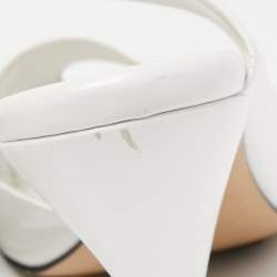 Bottega Veneta White Leather Square Toe Slides Size 38.5