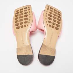 Pre Owned Bottega Veneta Pink Quilted Leather Lido Flat Slides Size 38