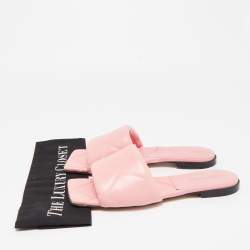 Pre Owned Bottega Veneta Pink Quilted Leather Lido Flat Slides Size 38
