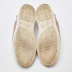 Pre Owned Bottega Veneta Pink Intrecciato Suede Dodger Slip On Sneakers Size 38.5