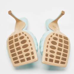 Pre Owned Bottega Veneta Blue Quilted Leather Lido Slide Sandals Size 40