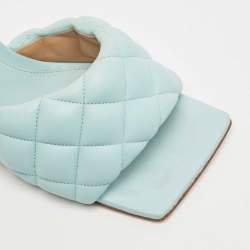 Pre Owned Bottega Veneta Blue Quilted Leather Lido Slide Sandals Size 40