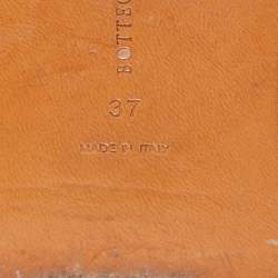 Pre Owned Bottega Veneta Metallic Bronze Intrecciato Leather Flat Slides Size 37