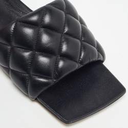 Bottega Veneta Black Quilted Leather Lido Flat Slides Size 38