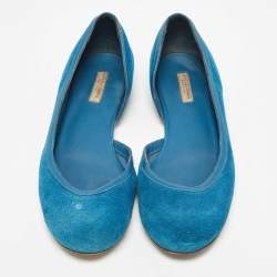 Bottega Veneta Blue Suede and Leather Ballet Flats Size 36.5