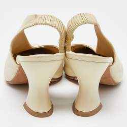 Pre Owned Bottega Veneta Beige Leather Slingback D'orsay Pumps Size 38