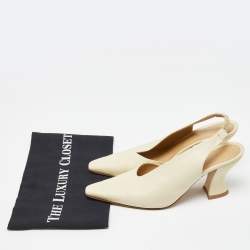 Pre Owned Bottega Veneta Beige Leather Slingback D'orsay Pumps Size 38