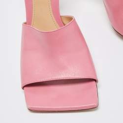 Pre Owned Bottega Veneta Pink Leather Stretch Slide Sandals Size 37