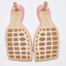 Pre Owned Bottega Veneta Pink Leather Stretch Slide Sandals Size 37