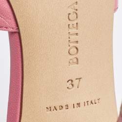 Pre Owned Bottega Veneta Pink Leather Stretch Slide Sandals Size 37