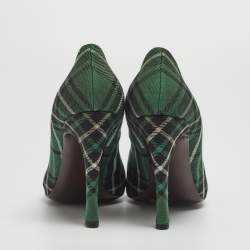 مملوكة مسبقًا Bottega Veneta Green Plaid Canvas Pumps Size 38