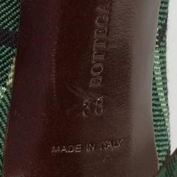 مملوكة مسبقًا Bottega Veneta Green Plaid Canvas Pumps Size 38