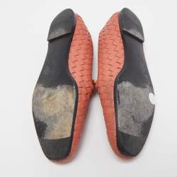 Pre Owned Bottega Veneta Pink Intrecciato Leather Smoking Slippers Size 36.5 
