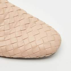 Pre Owned Bottega Veneta Light Pink Intrecciato Leather Smoking Slippers Size 36.5