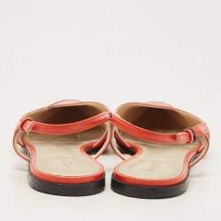 Pre Owned Bottega Veneta Orange/Metallic Leather Slingback Flats Size 40