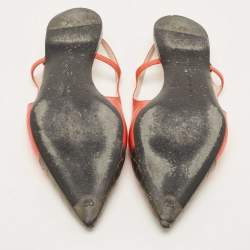 Pre Owned Bottega Veneta Orange/Metallic Leather Slingback Flats Size 40