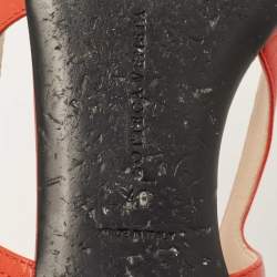 Pre Owned Bottega Veneta Orange/Metallic Leather Slingback Flats Size 40