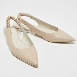 مملوكة مسبقًا Bottega Veneta Beige Leather Slingback Flats Size 41