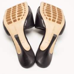 Pre Owned Bottega Veneta Black Leather Lido Slide Sandals Size 38.5