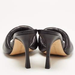 Pre Owned Bottega Veneta Black Leather Lido Slide Sandals Size 38.5