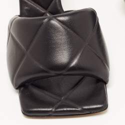 Pre Owned Bottega Veneta Black Leather Lido Slide Sandals Size 38.5