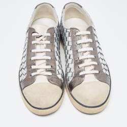 Bottega Veneta Tricolor Suede And Intrecciato Leather Low Top Sneakers Size 37.5