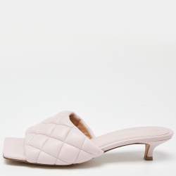 Pre Owned Bottega Veneta Pink Leather Lido Slide Sandals Size 38
