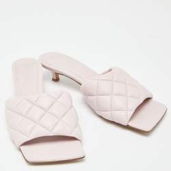 Pre Owned Bottega Veneta Pink Leather Lido Slide Sandals Size 38