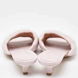 Pre Owned Bottega Veneta Pink Leather Lido Slide Sandals Size 38