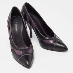 مملوكة مسبقًا Bottega Veneta Black/Purple Leather Pumps Size 37.5