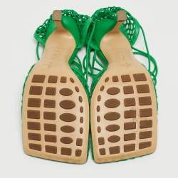 مملوكة مسبقًا Bottega Veneta Green Mesh Stretch Ankle Tie Pumps Size 37.5