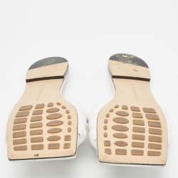 Pre Owned Bottega Veneta White Quilted Leather Flat Slides Size 40