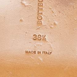 Pre Owned Bottega Veneta Metallic Blue Leather Flat Slides Size 38.5