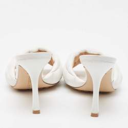 Pre Owned Bottega Veneta White Quilted Leather Slide Sandals Size 37.5
