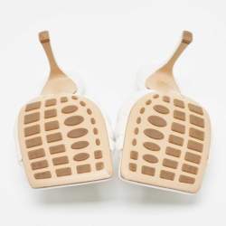 Pre Owned Bottega Veneta White Quilted Leather Slide Sandals Size 37.5