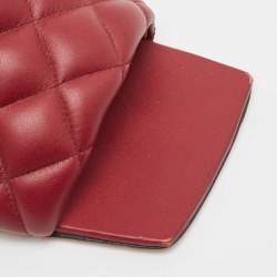 مملوكة مسبقًا Bottega Veneta Red Intrecciato Leather Lido Slide Flats Size 39.5