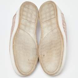 Pre Owned Bottega Veneta Pink Intrecciato Suede Dodger Slip On Sneakers Size 38.5