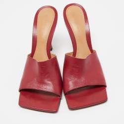 Bottega Veneta Red Leather Stretch Mules Size 39.5