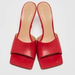 Bottega Veneta Red Leather Strech Mules Size 39.5