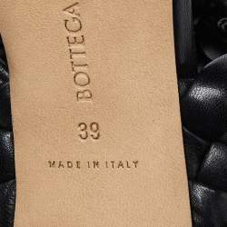 Pre Owned Bottega Veneta Black Intrecciato Leather Curve Slide Sandals Size 39