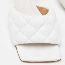 Bottega Veneta White Quilted Leather Lido Slide Sandals Size 38