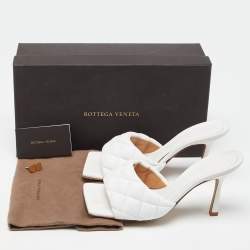 Bottega Veneta White Quilted Leather Lido Slide Sandals Size 38