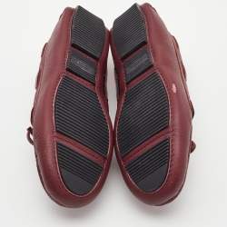 Pre Owned Bottega Veneta Burgundy Leather Wave Driver Loafers Size 35