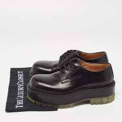 Bottega Veneta Black Leather Lace Up Platform Derby Size 37