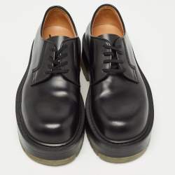 Bottega Veneta Black Leather Lace Up Platform Derby Size 37