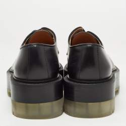 Bottega Veneta Black Leather Lace Up Platform Derby Size 37