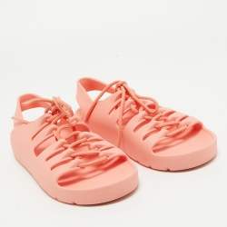 Pre Owned Bottega Veneta Pink Rubber Slingback Flats Size 39