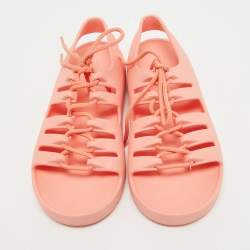Pre Owned Bottega Veneta Pink Rubber Slingback Flats Size 39